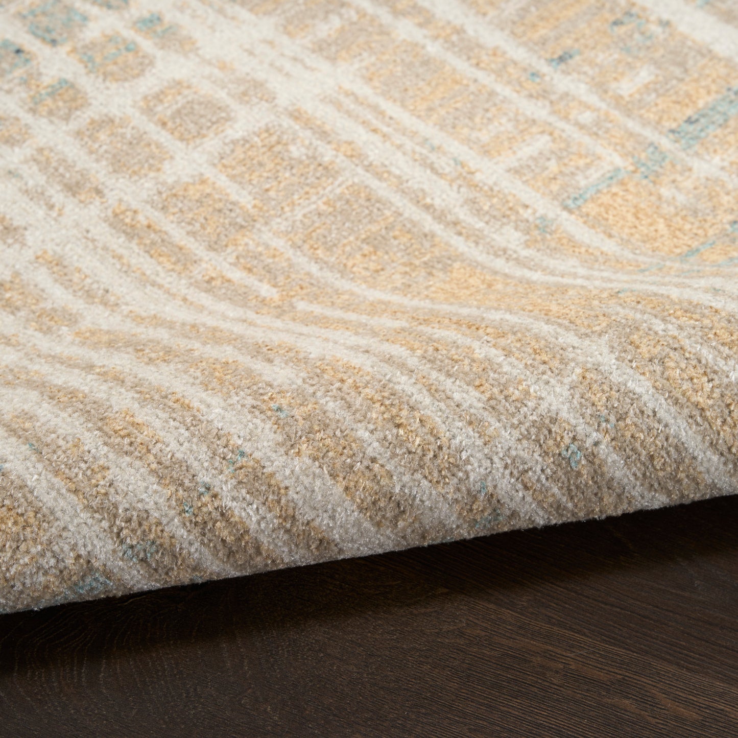 Nourison Washable Decor 5'3" x 7' Beige Blue Modern Indoor Rug