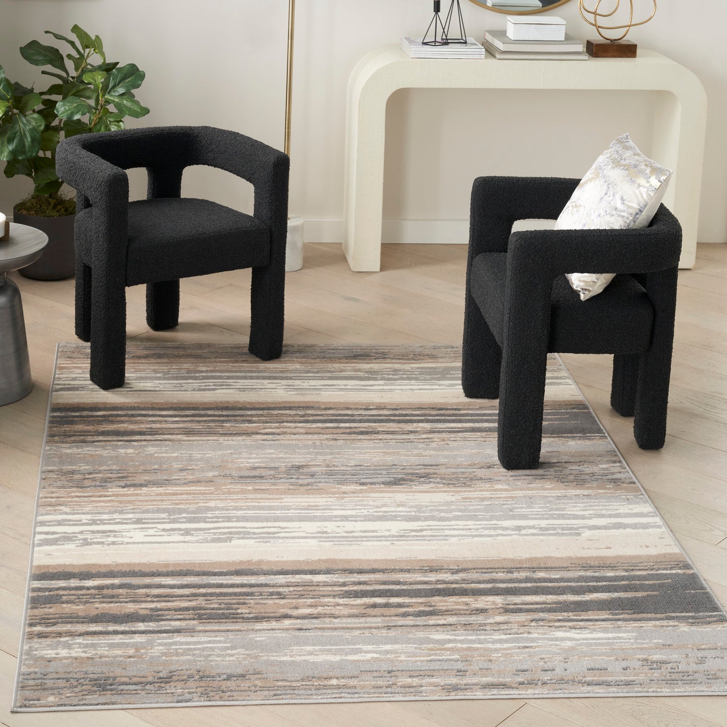 Nourison Jubilant 7'10" x 9'10" Grey Beige Modern Indoor Rug