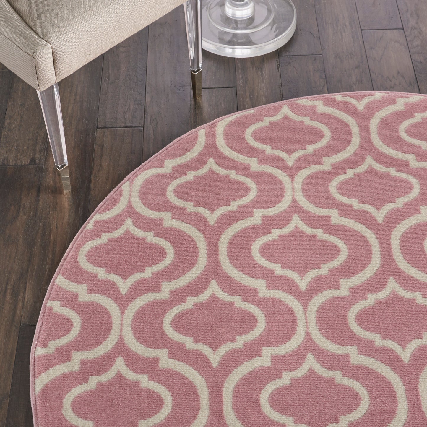 Nourison Jubilant 5'3" x Round Pink Contemporary Indoor Rug