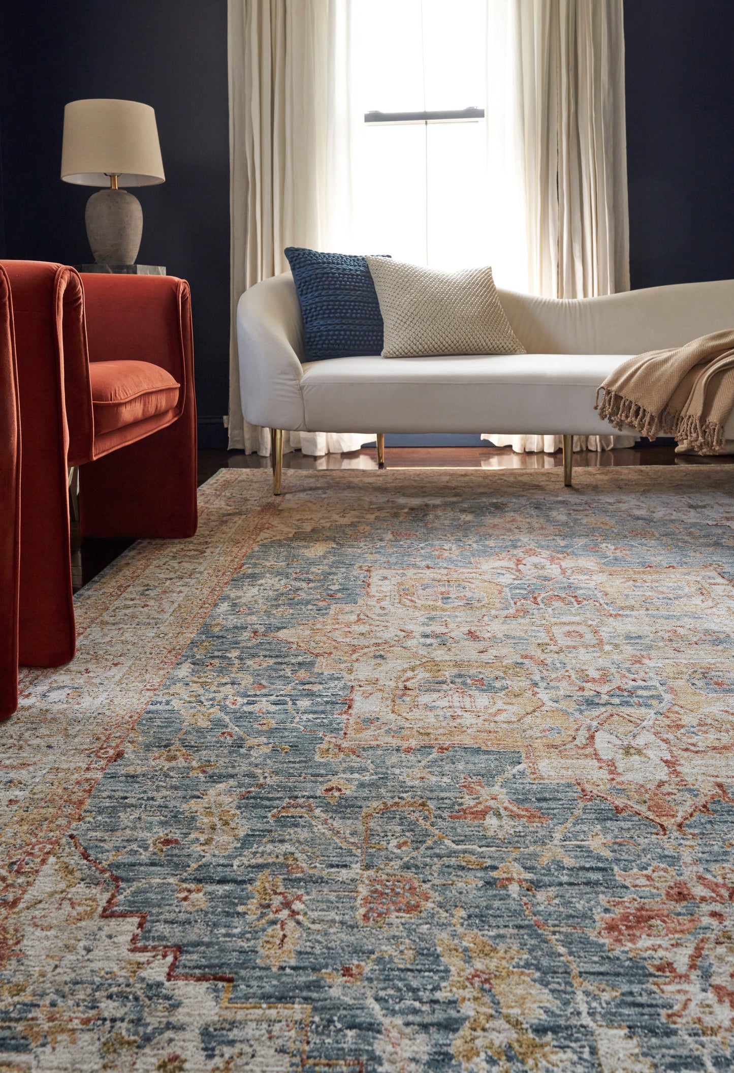 Nourison Sahar 5'3" x 7'8" Ivory Blue Vintage Indoor Rug