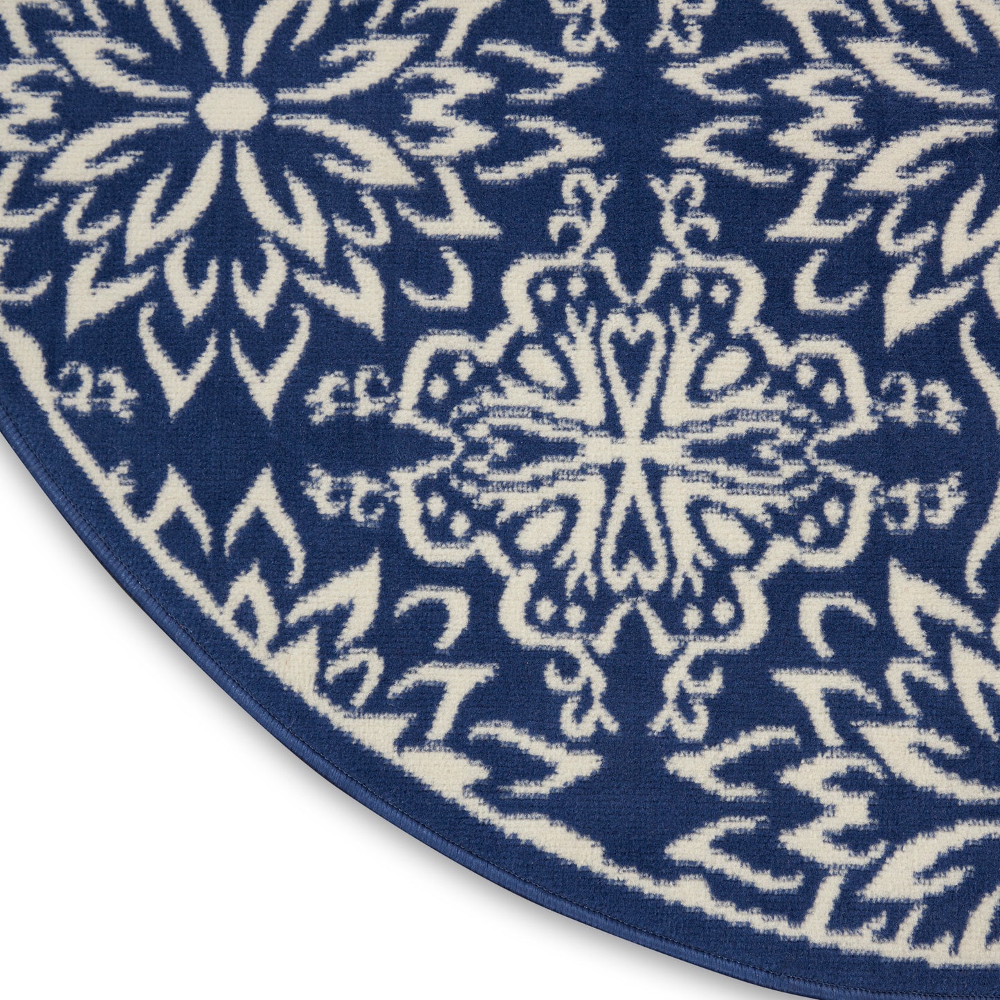 Nourison Jubilant 5'3" x Round Navy/Ivory Farmhouse Indoor Rug