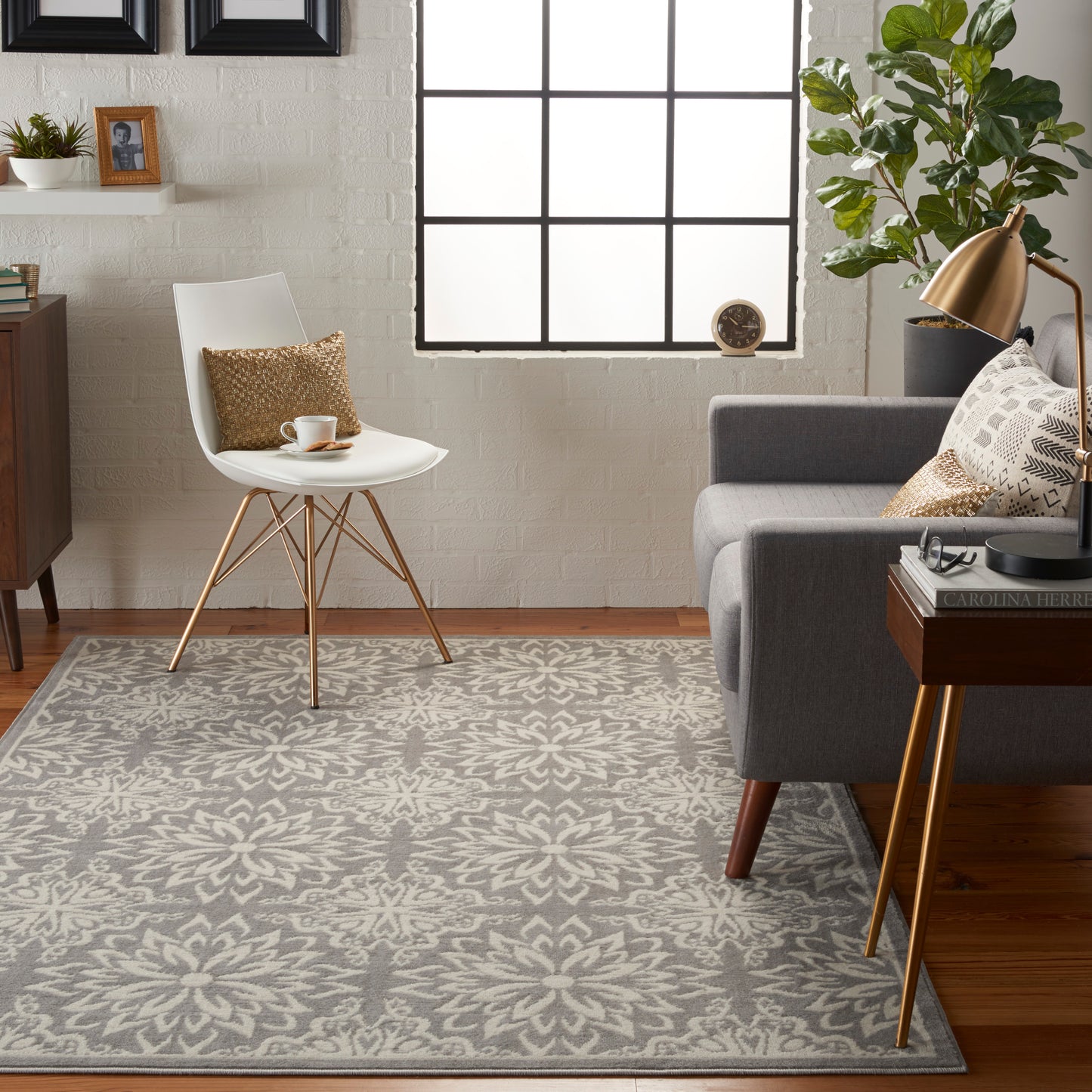 Nourison Jubilant 6' x 9' Ivory/Grey Farmhouse Indoor Rug