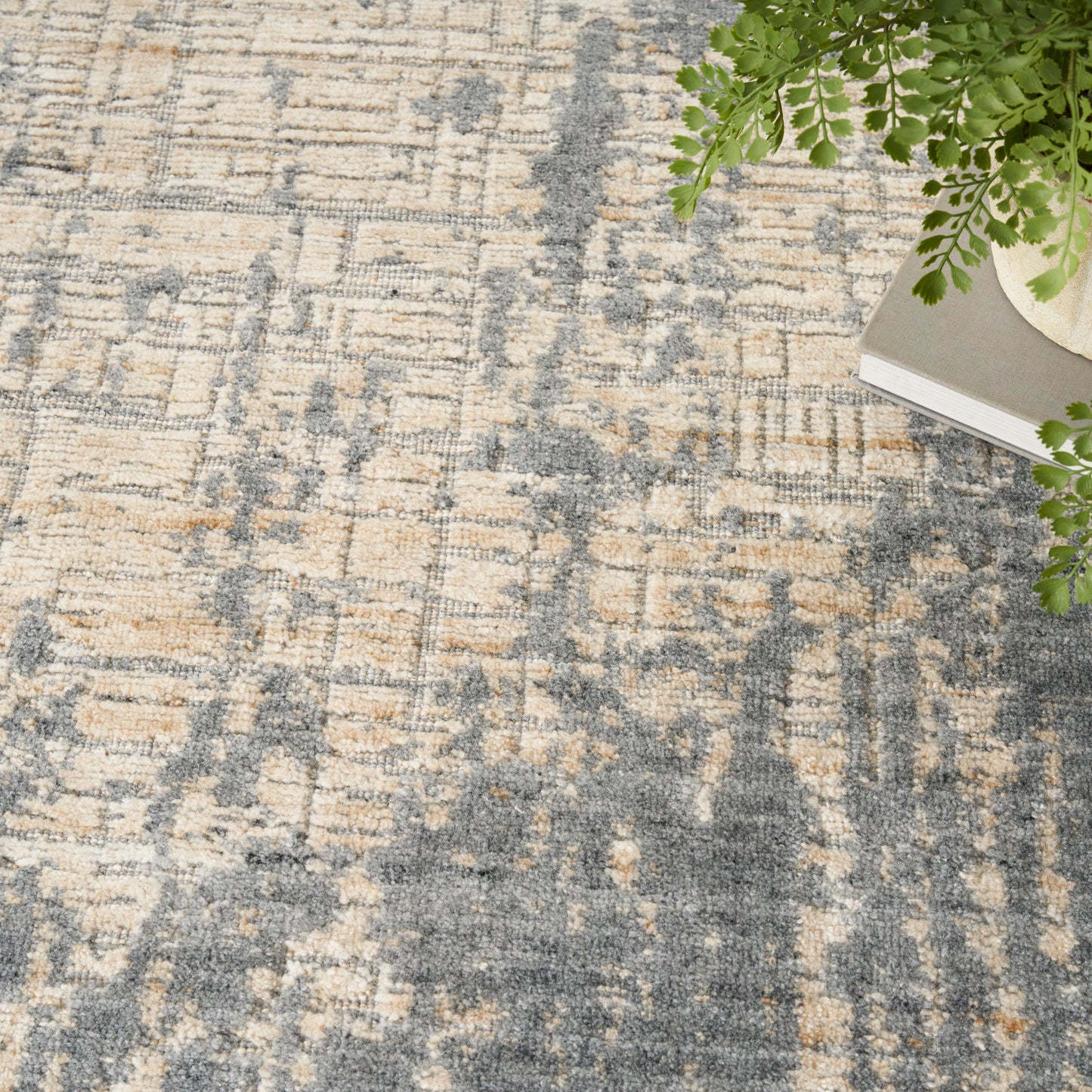 Nourison Harmony 7'9" x 9'9" Slate Beige Modern Indoor Rug