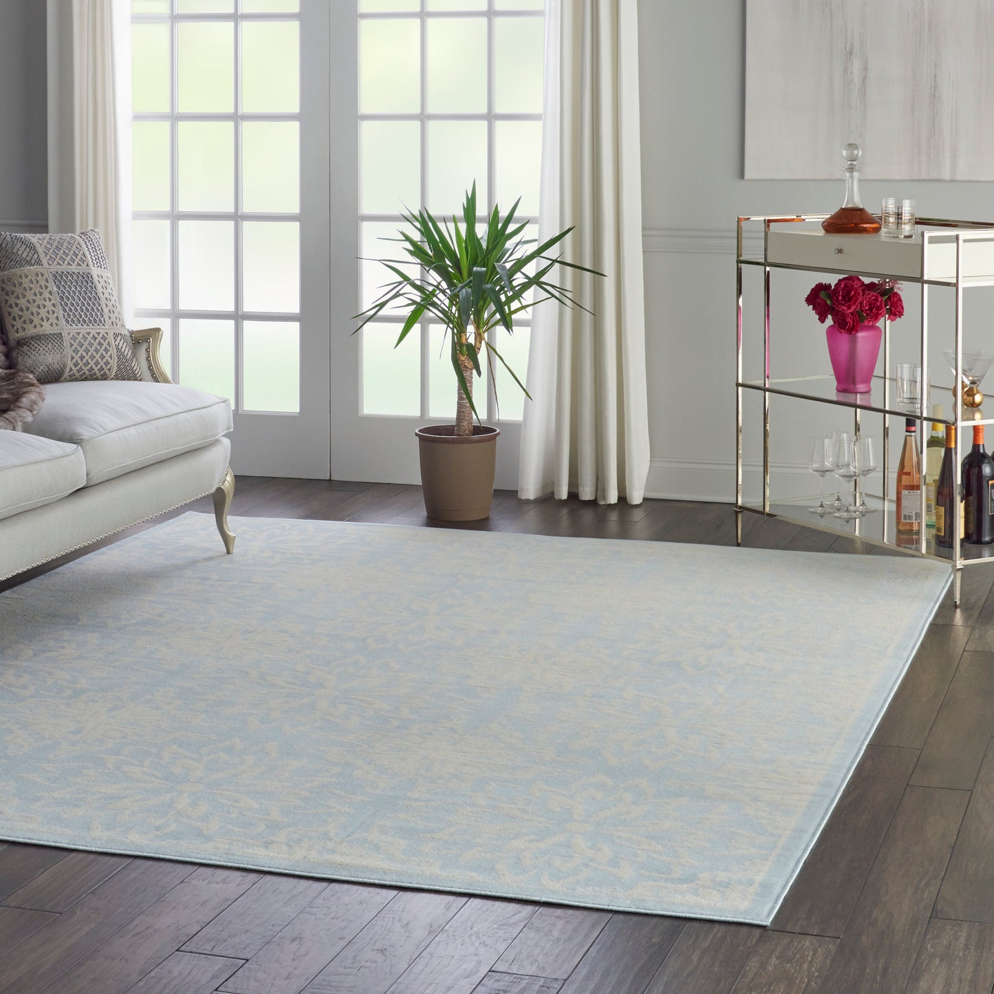 Nourison Jubilant 7'10" x 9'10" Ivory/Light Blue Farmhouse Indoor Rug