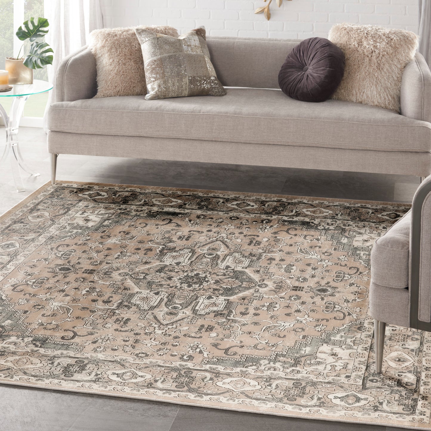 Nourison Quarry 7'10" x Square Beige Grey Farmhouse Indoor Rug