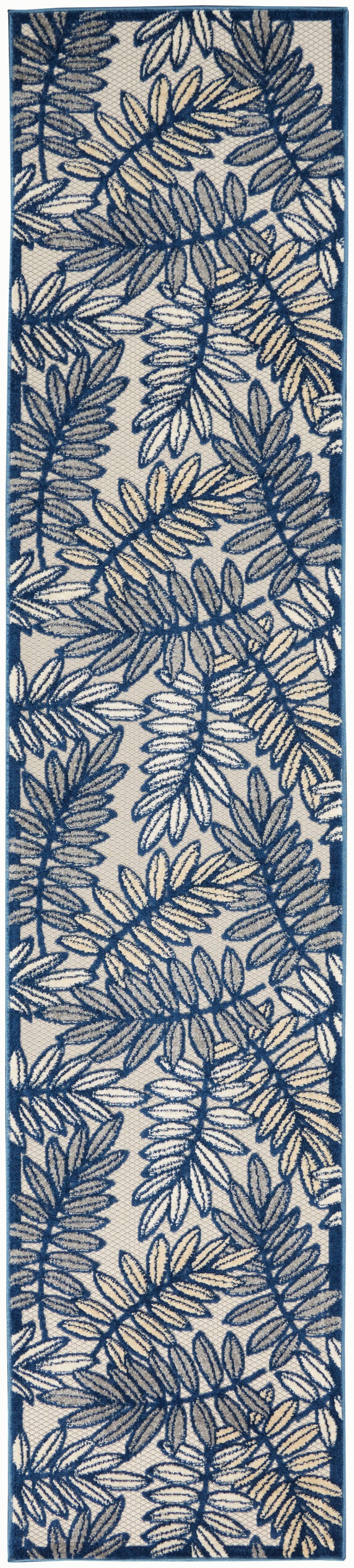 Nourison Aloha 2'3" x 10' Ivory/Navy Tropical Rug