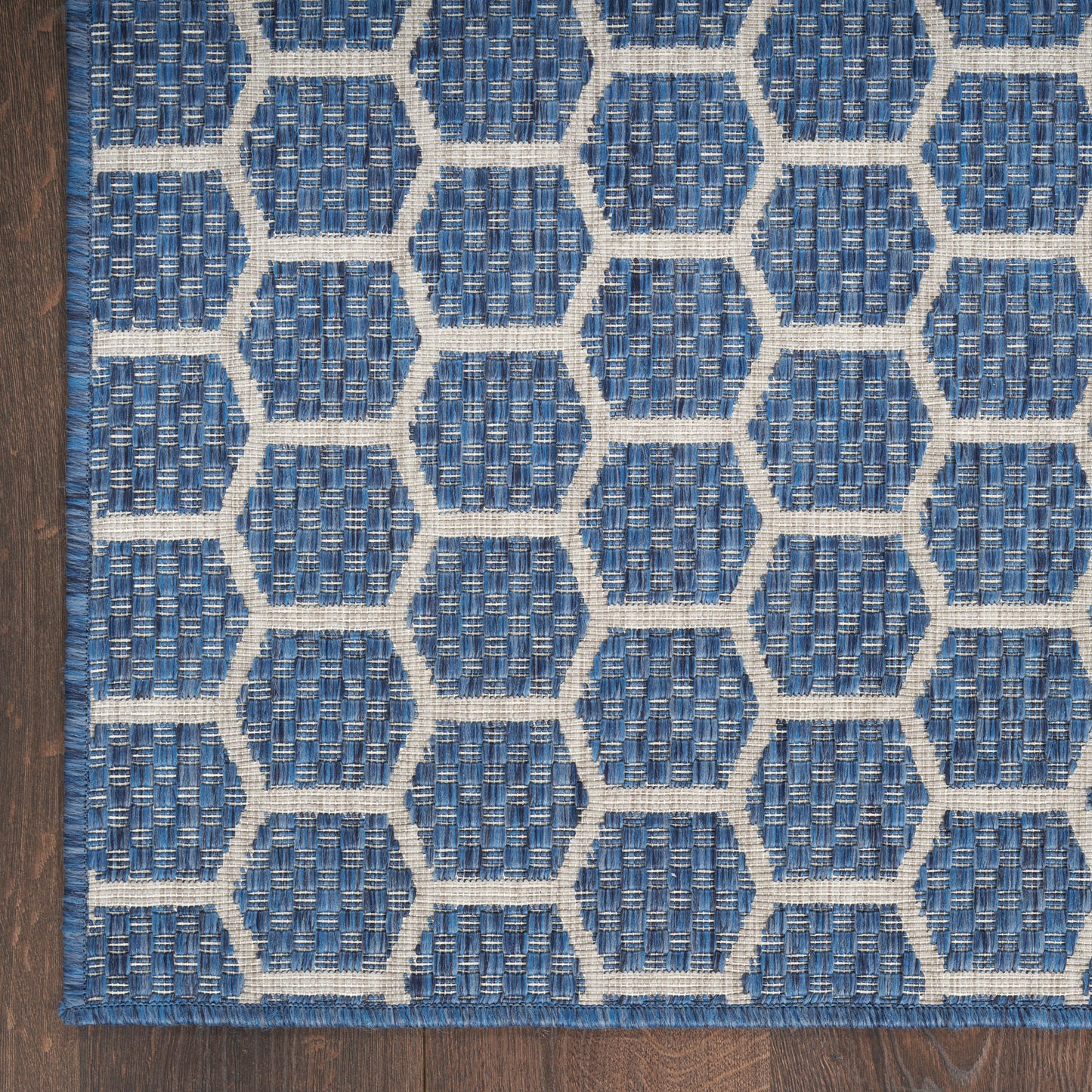 Nourison Twist Reversible 2'2" x 12' Blue Modern Rug