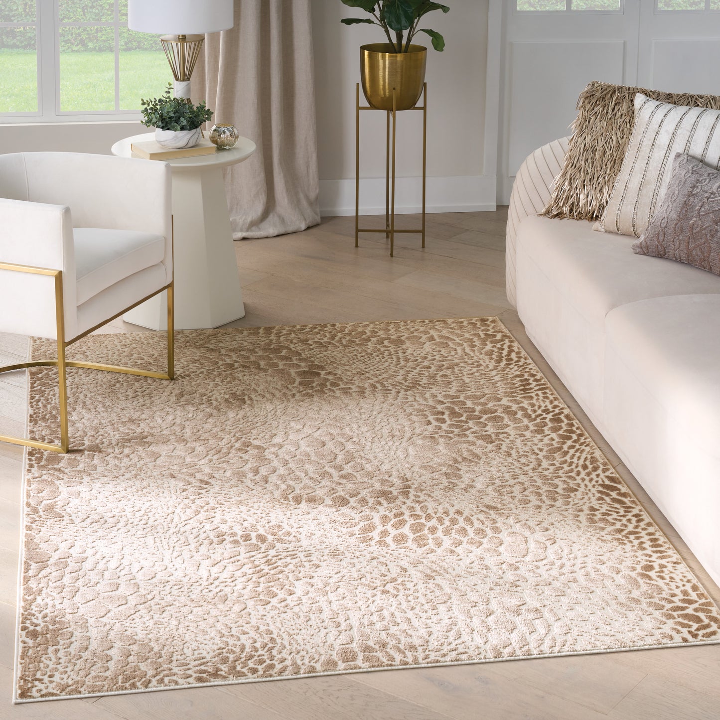 Nourison Desire 6' x 9' Camel Silver Modern Indoor Rug