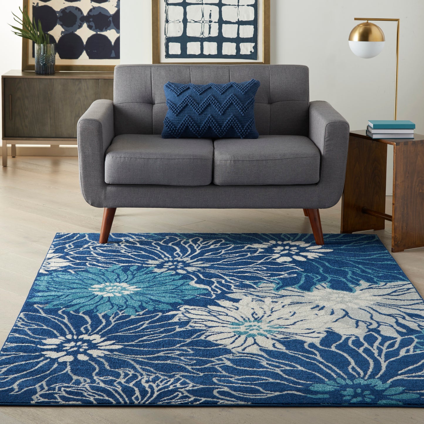 Nourison Passion 3'9" x 5'9" Navy/Ivory Contemporary Indoor Rug