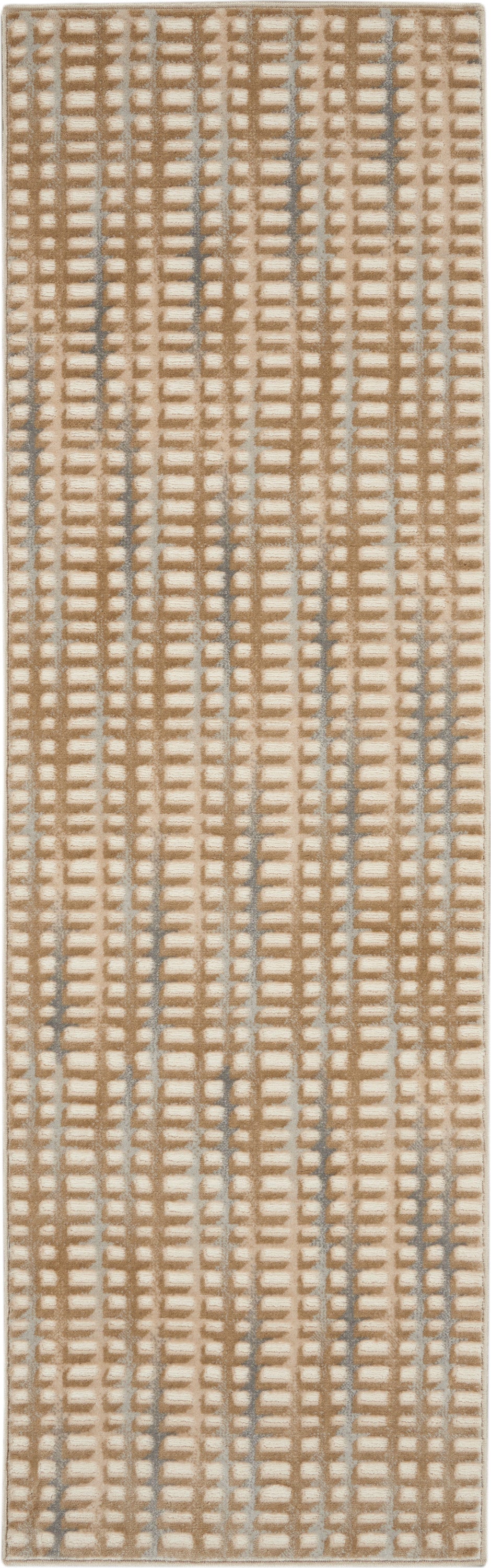 Nourison Solace 2'3" x 7'3" Beige Blue Contemporary Indoor Rug