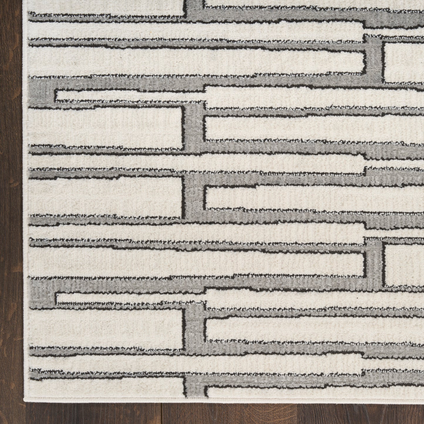 Nourison Nordic 2' x 6' Ivory Grey Scandinavian Indoor Rug