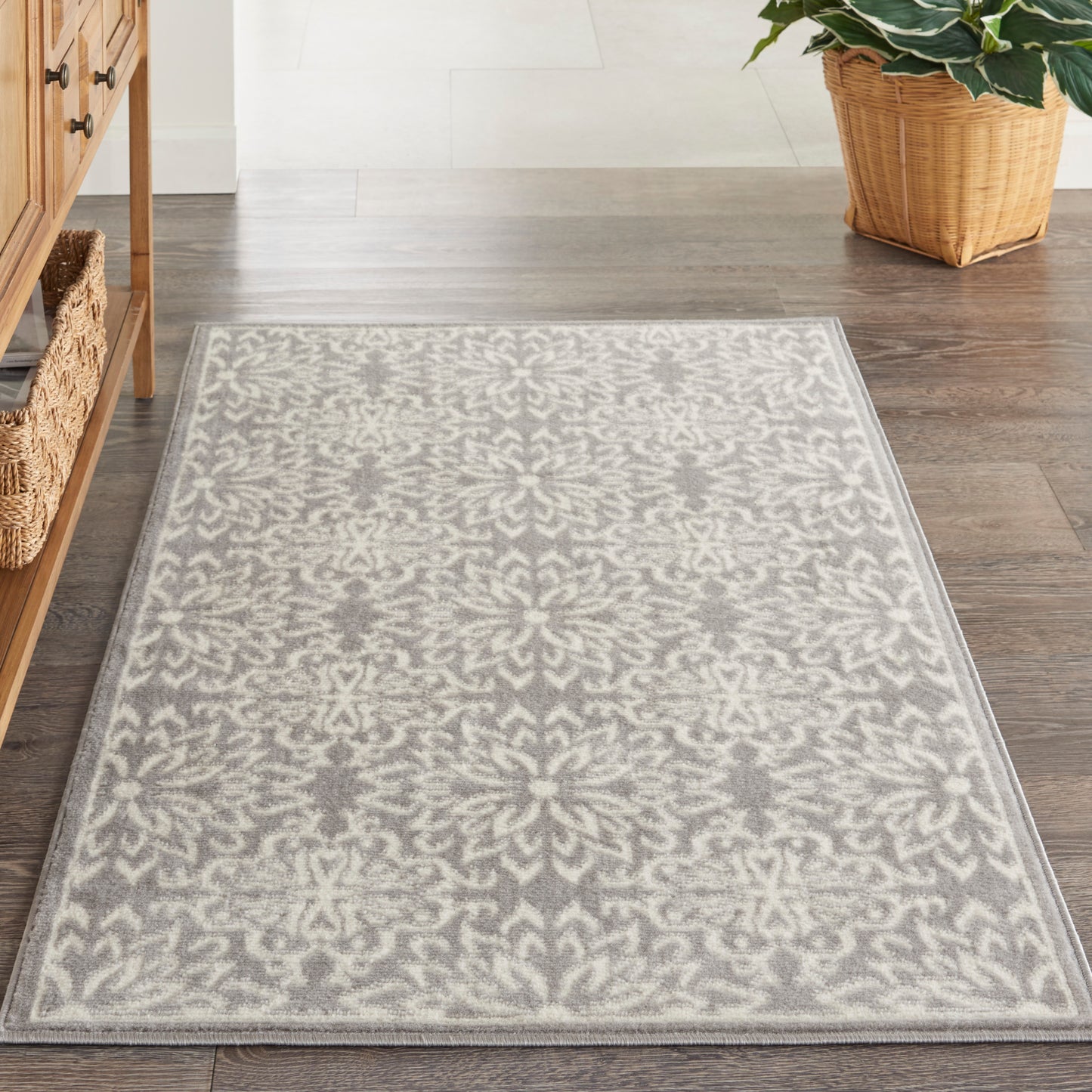 Nourison Jubilant 3' x 5' Ivory/Grey Farmhouse Indoor Rug