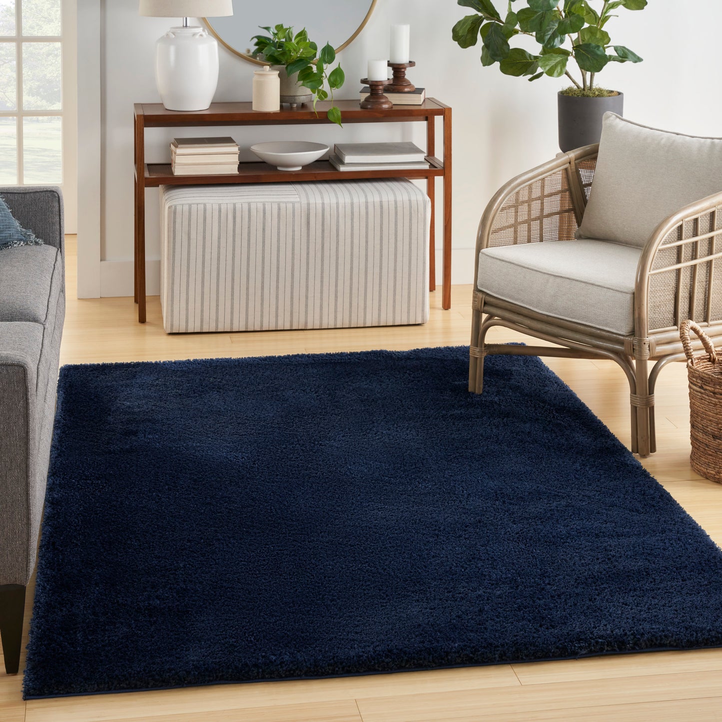 Nourison Pacific Shag 7'10" x 9'10" Navy Shag Indoor Rug