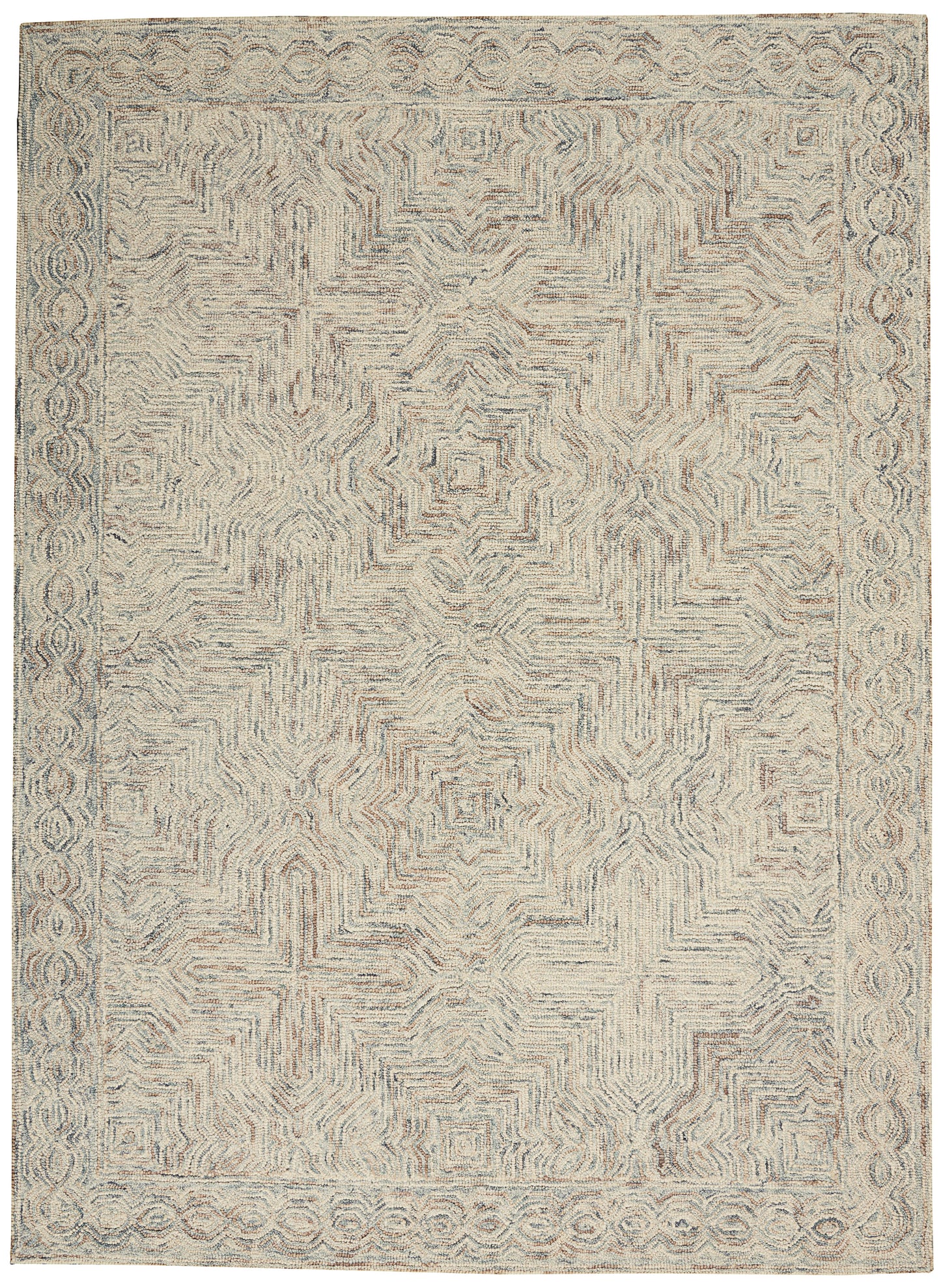 Nourison Interlock 3'9" x 5'9" Blue Ivory Bohemian Indoor Rug