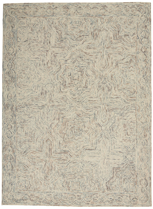 Nourison Interlock 3'9" x 5'9" Blue Ivory Bohemian Indoor Rug