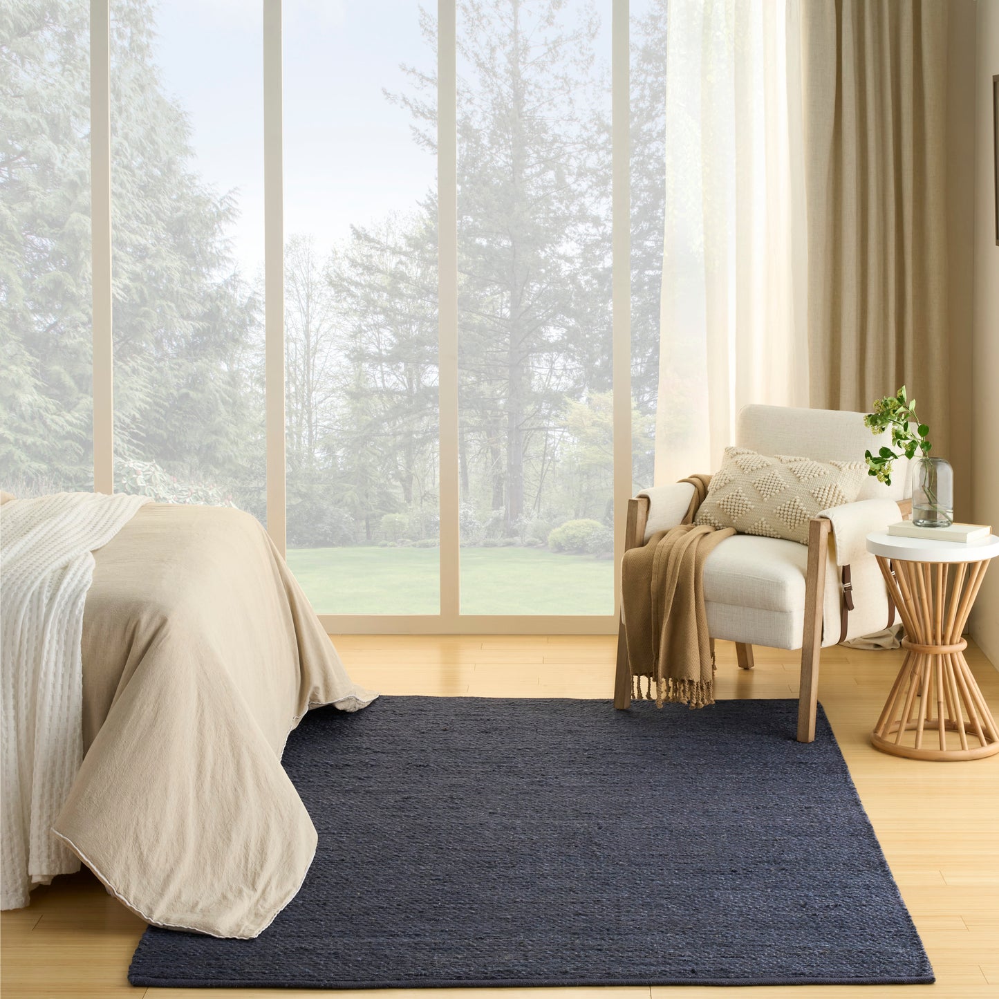 Nourison Natural Jute 5' x 7' Navy Farmhouse Indoor Rug