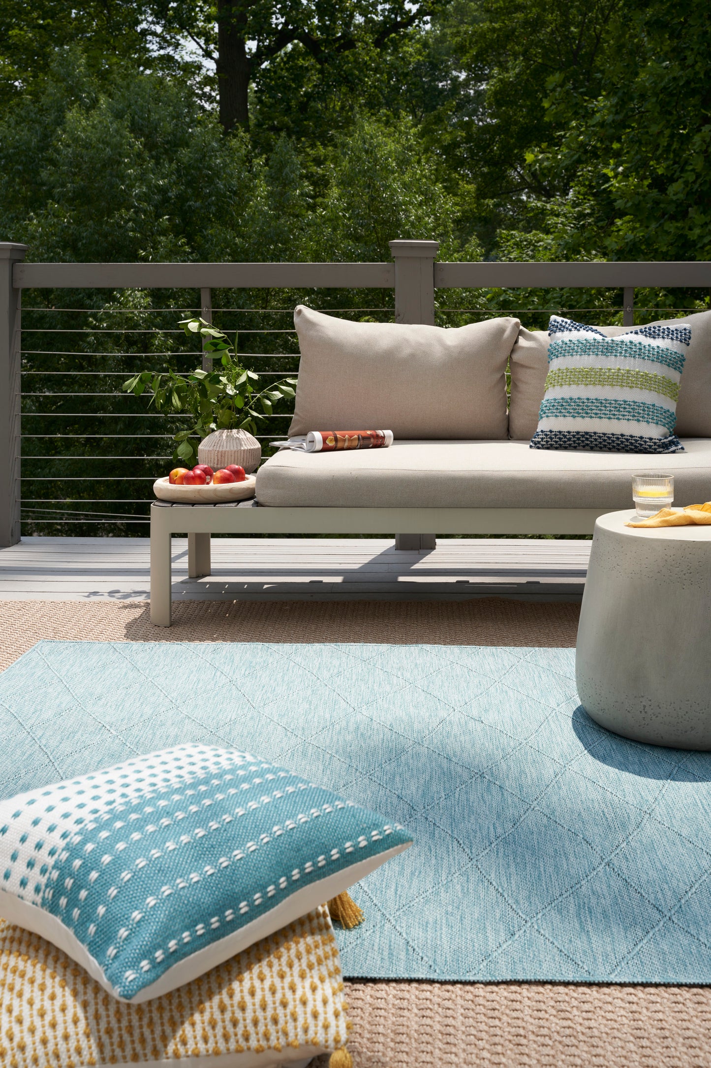 Nourison Washable Solutions 6' x 9' Aqua Modern Rug