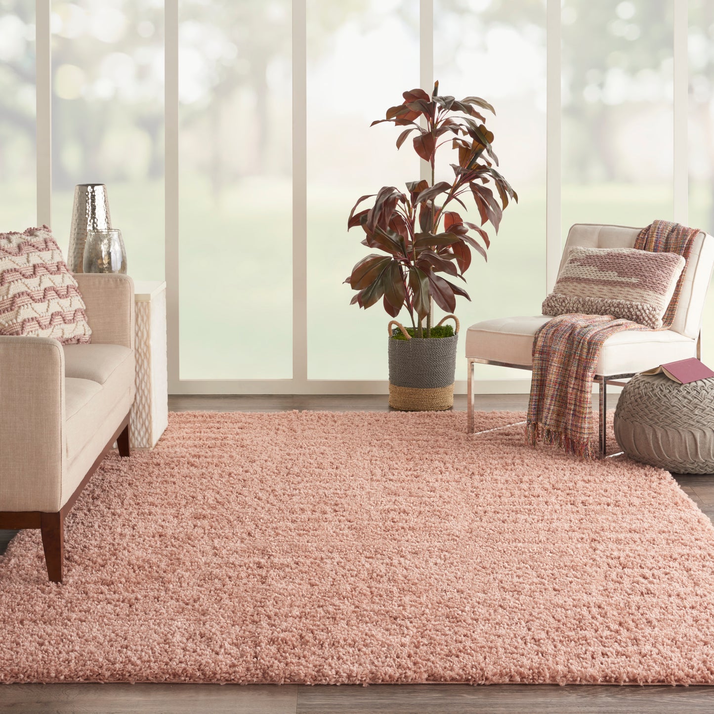 Nourison Malibu Shag 7' x 10' Blush Shag Indoor Rug