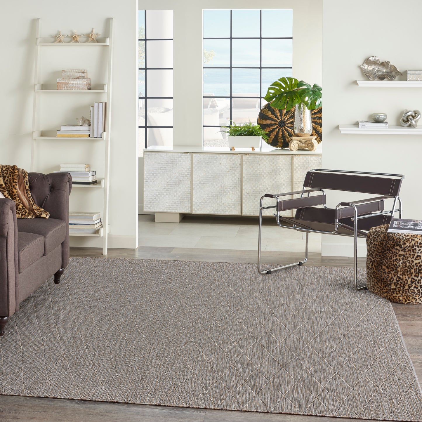 Nourison Washable Solutions 8' x 10' Grey/Mocha Modern Rug