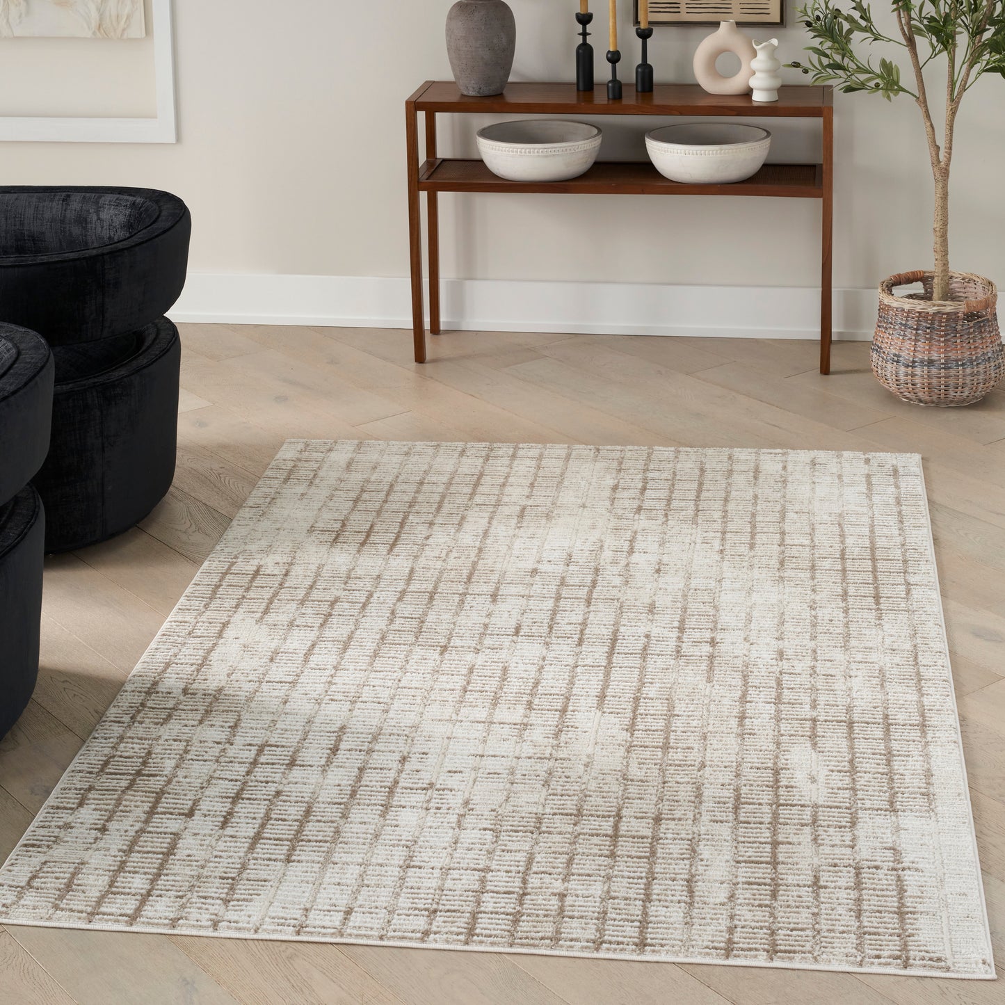 Nourison Dew 7'10" x 9'10" Ivory Beige Modern Indoor Rug