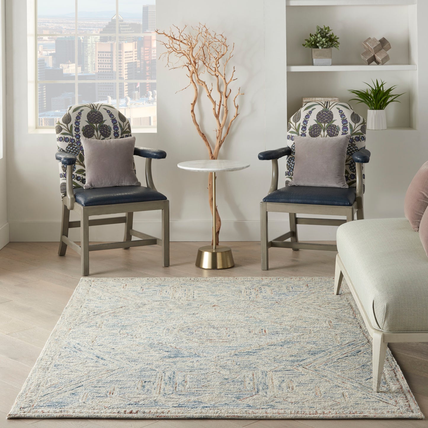 Nourison Interlock 5' x 7'6" Blue Multicolor Bohemian Indoor Rug