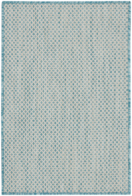 Nourison Courtyard 2' x 3' Ivory Aqua Modern Rug