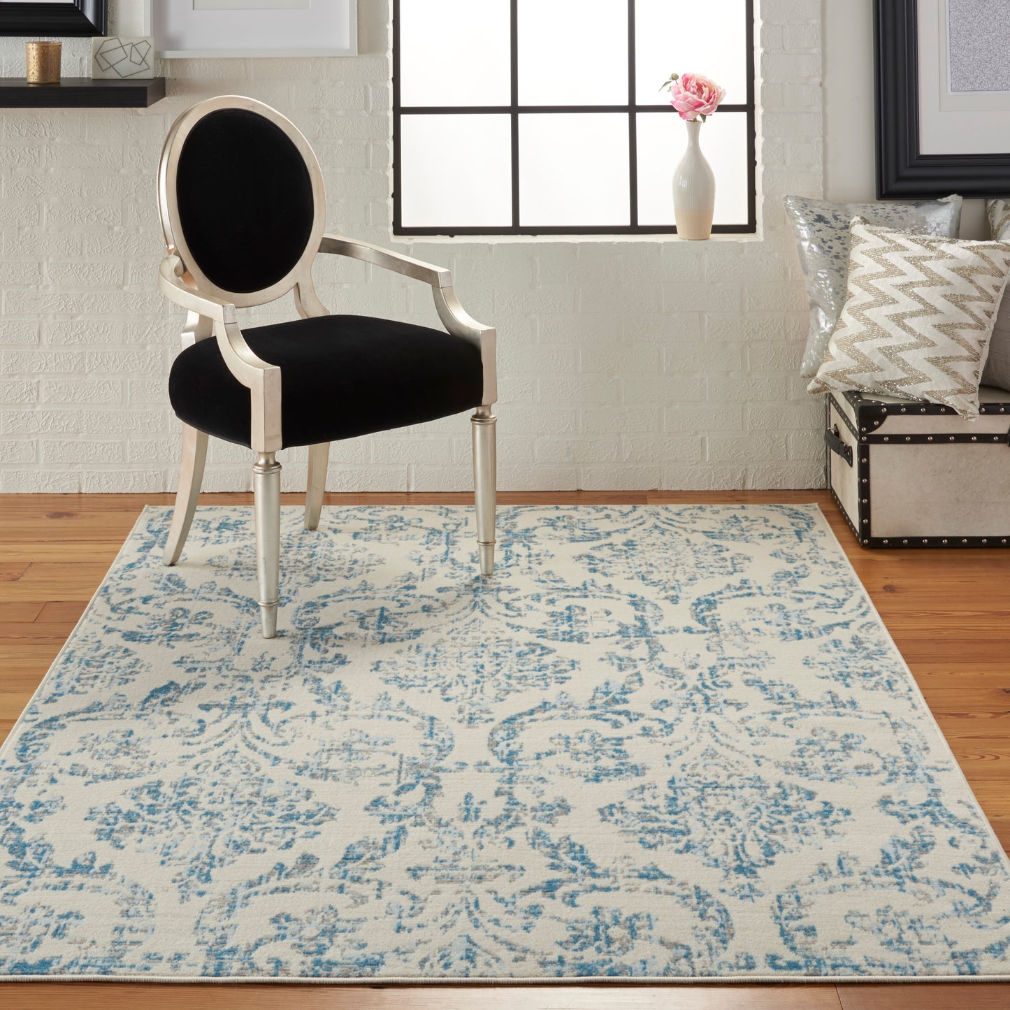Nourison Jubilant 6' x 9' Ivory Blue Vintage Indoor Rug