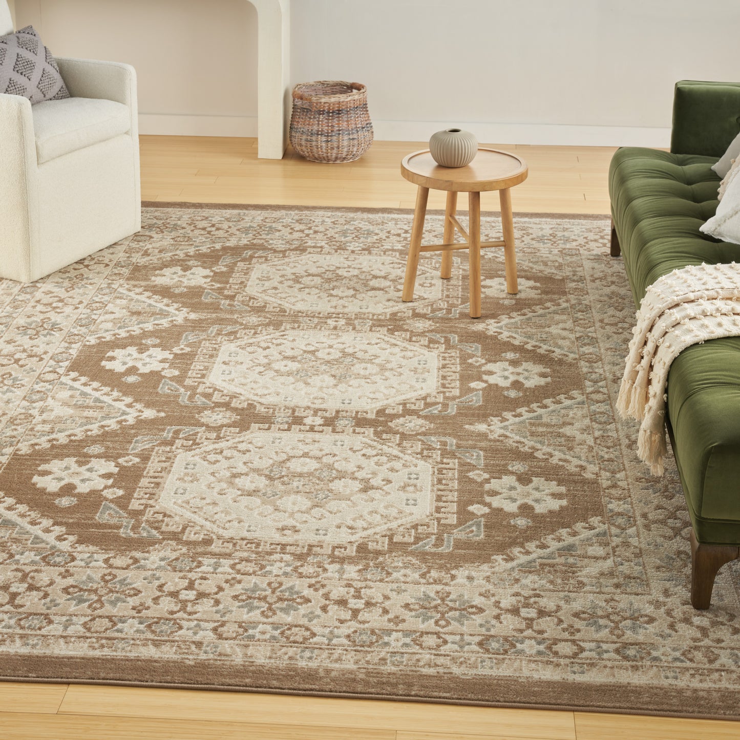 Nourison Serenity Home 9' x 12' Ivory Mocha Vintage Indoor Rug