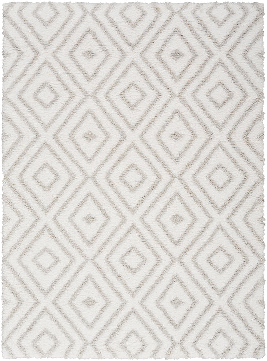 Nourison Modern Shag 5'3" x 7' Ivory Silver Modern Indoor Rug