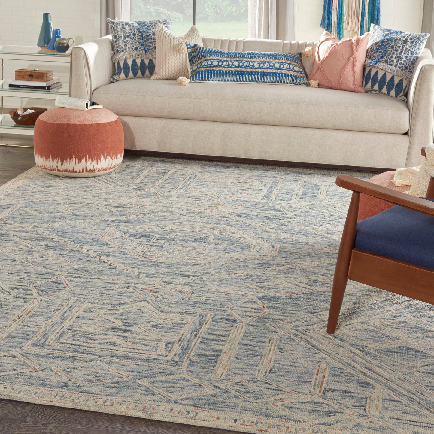 Nourison Interlock 8' x 10'6" Blue Multicolor Bohemian Indoor Rug