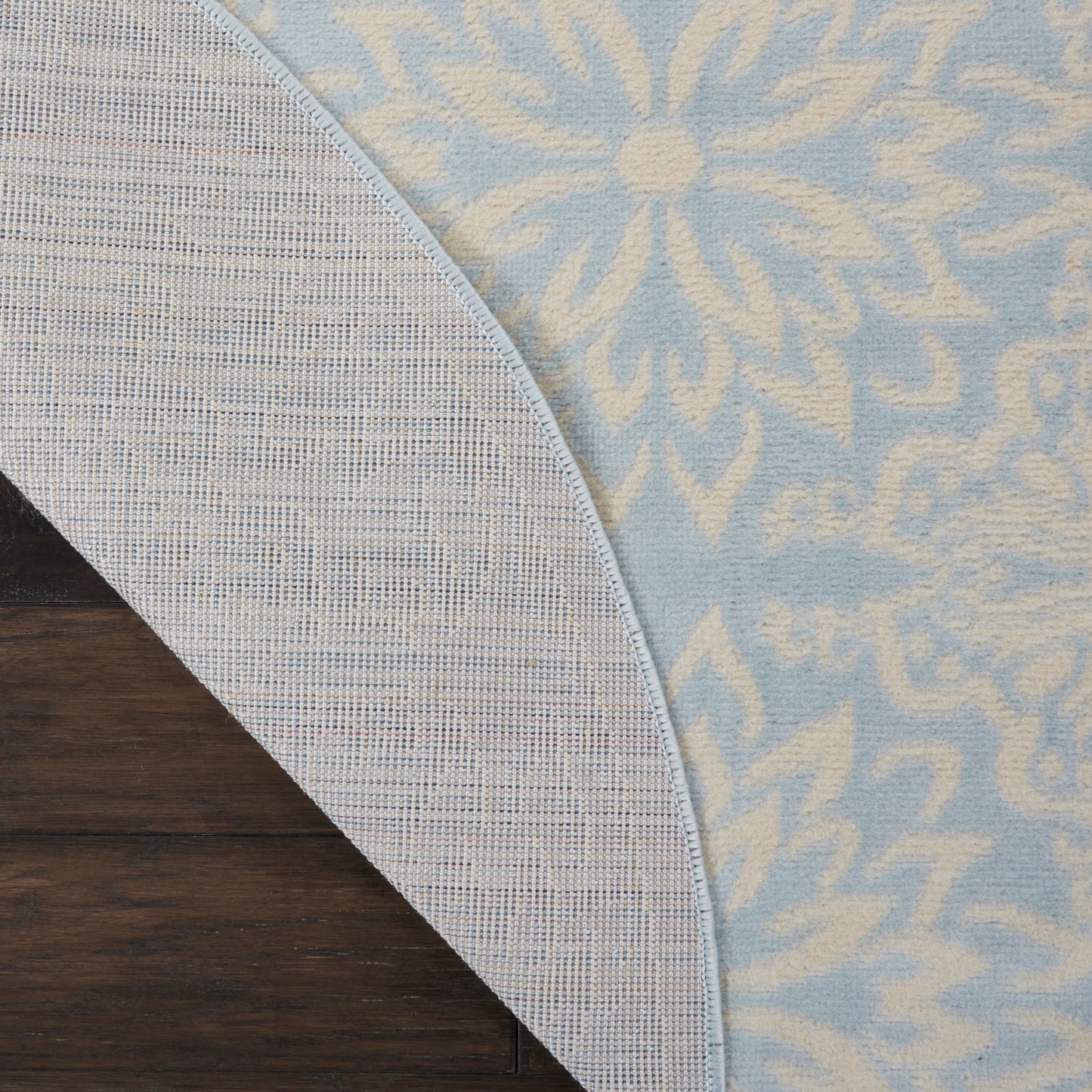Nourison Jubilant 5'3" x Round Ivory/Light Blue Farmhouse Indoor Rug