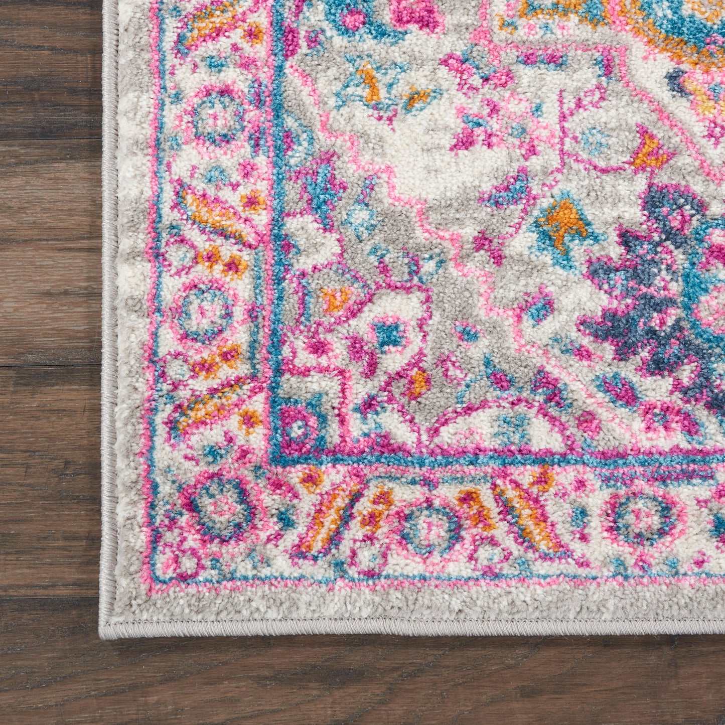 Nourison Passion 2'2" x 7'6" Light Grey/Pink Bohemian Indoor Rug
