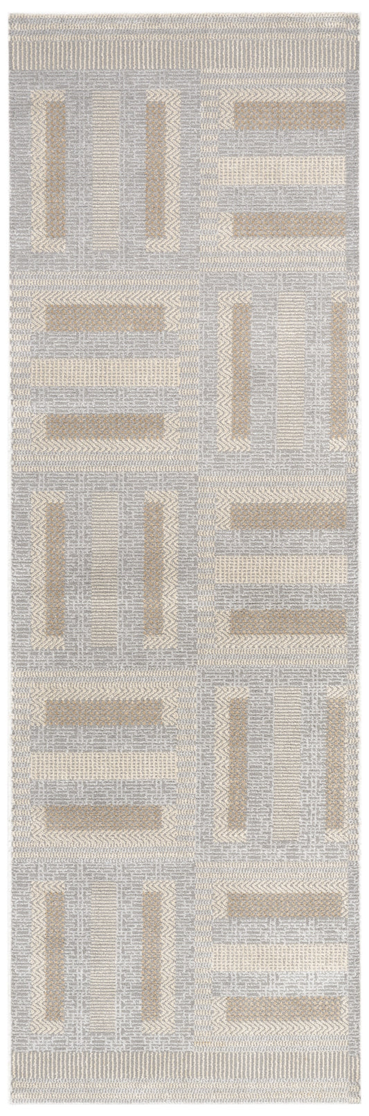 Nourison Nordic 2' x 6' Grey Multicolor Modern Indoor Rug