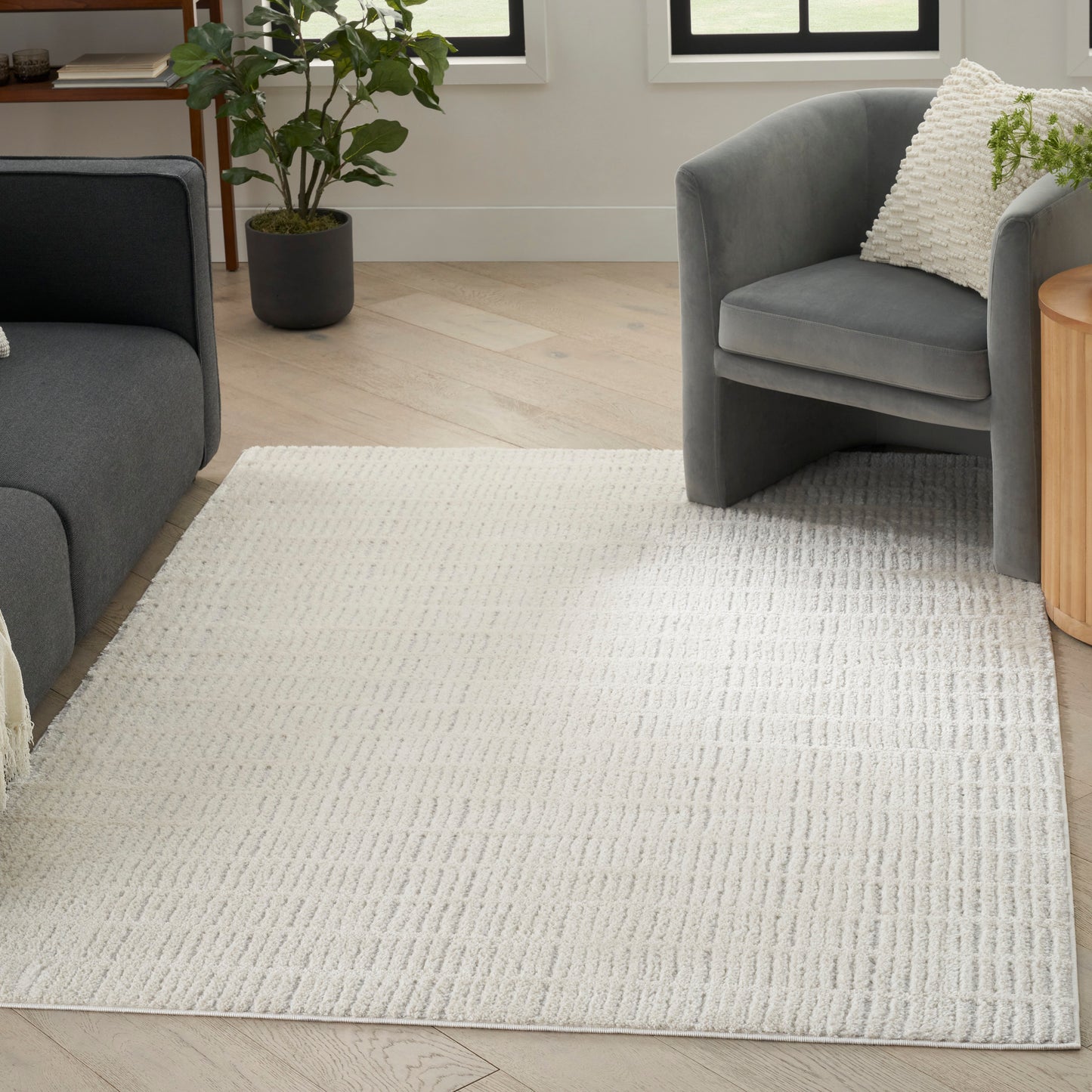 Nourison Modern Comfort 9' x 12' Ivory Grey Scandinavian Indoor Rug