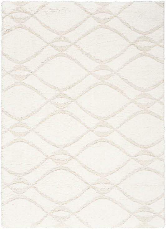Nourison Modern Shag 5'3" x 7' Ivory Beige Modern Indoor Rug
