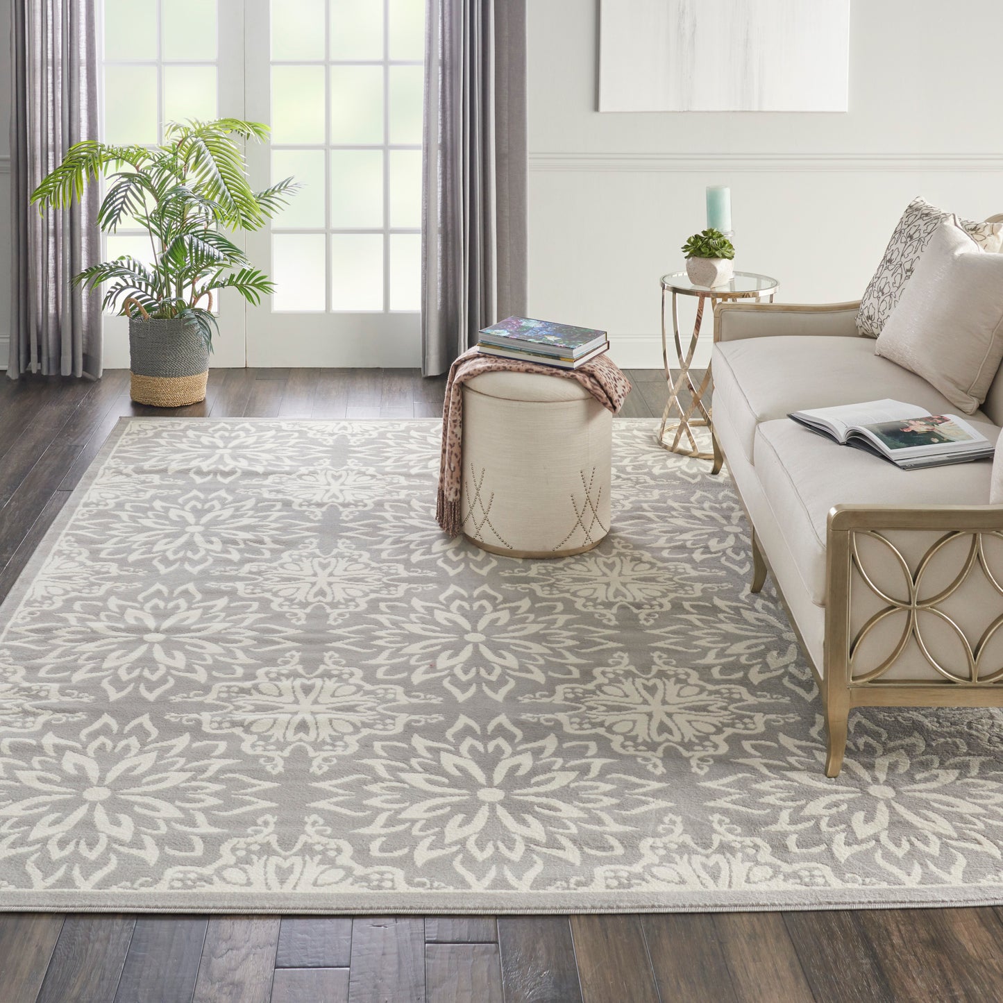 Nourison Jubilant 7'10" x 9'10" Ivory/Grey Farmhouse Indoor Rug
