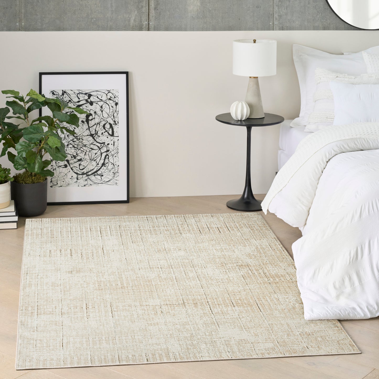 DKNY Grand Street 6' x 9' Ivory Beige Modern Indoor Rug