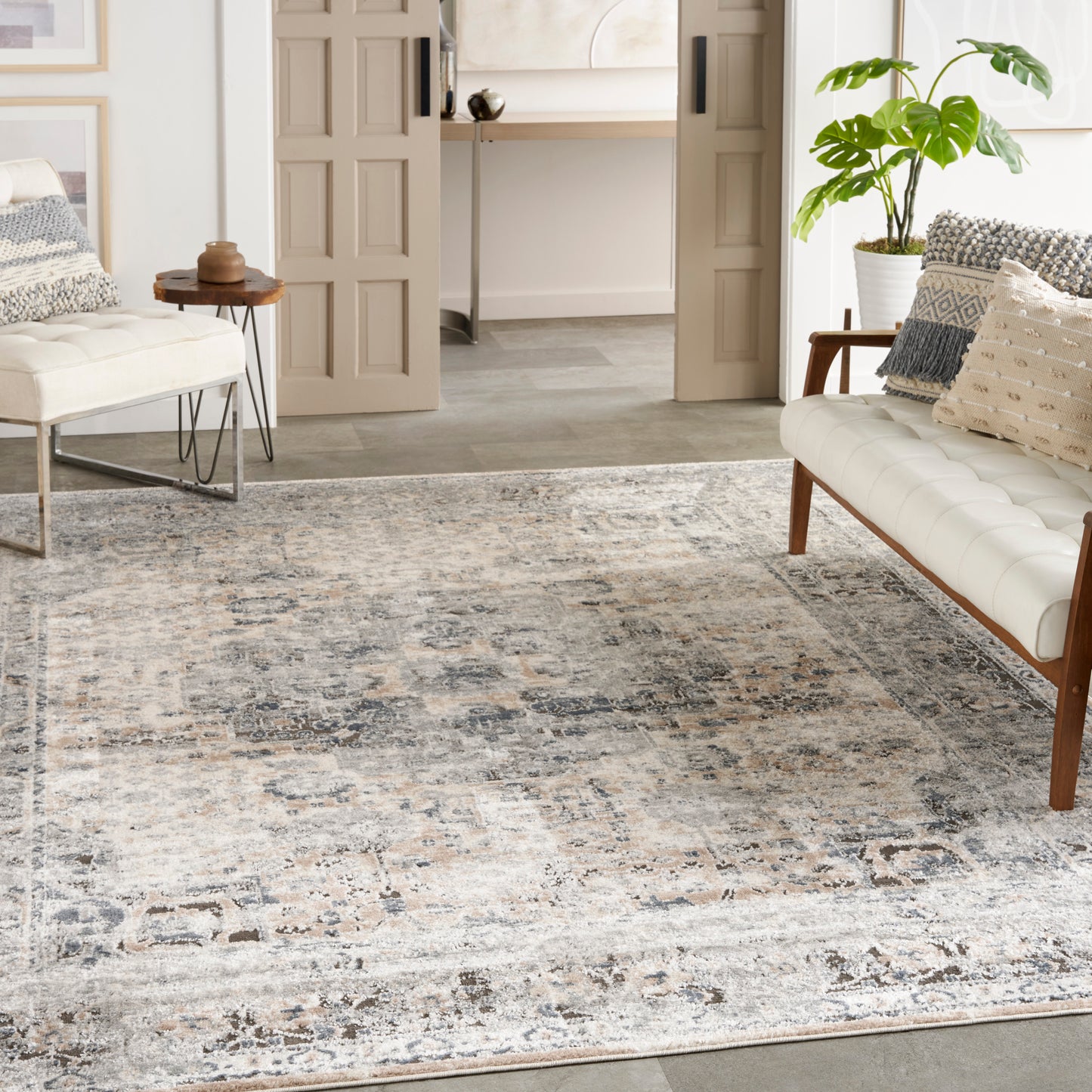 Nourison Quarry 8'10" x 11'10" Grey/Ivory Vintage Indoor Rug