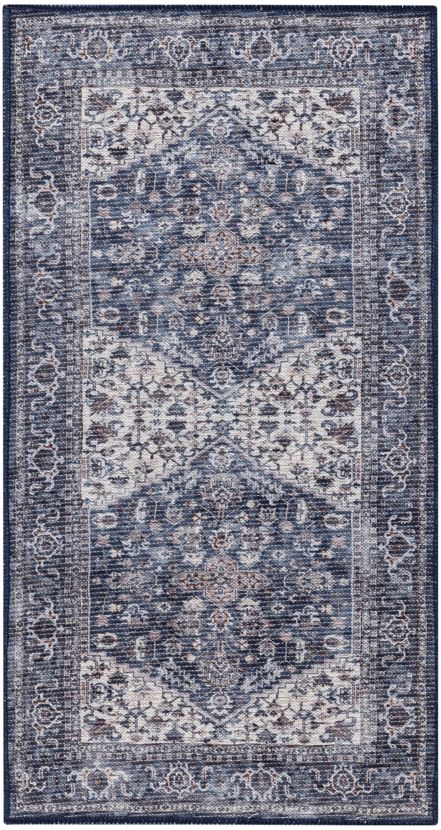 Nourison New Concept Washables 2' x 3'9" Navy Ivory Vintage Indoor Rug