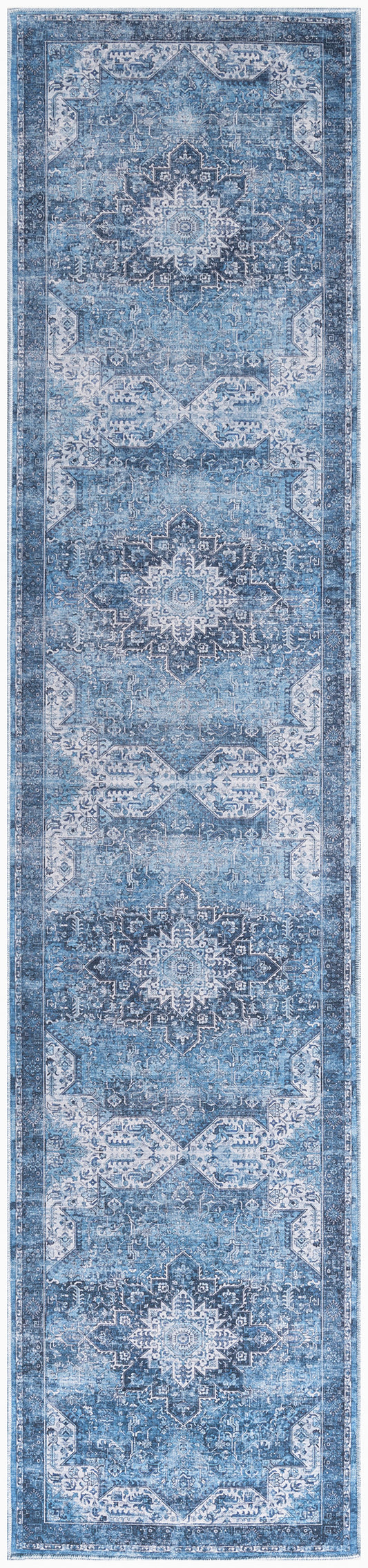 Nourison Nourison Washables 2'2" x 10' Blue Vintage Indoor Rug