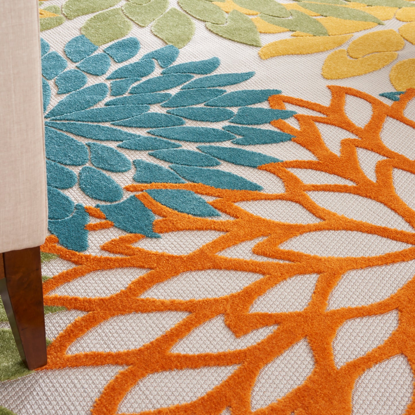 Nourison Aloha 9'6" x 13' Turquoise Multicolor Tropical Rug