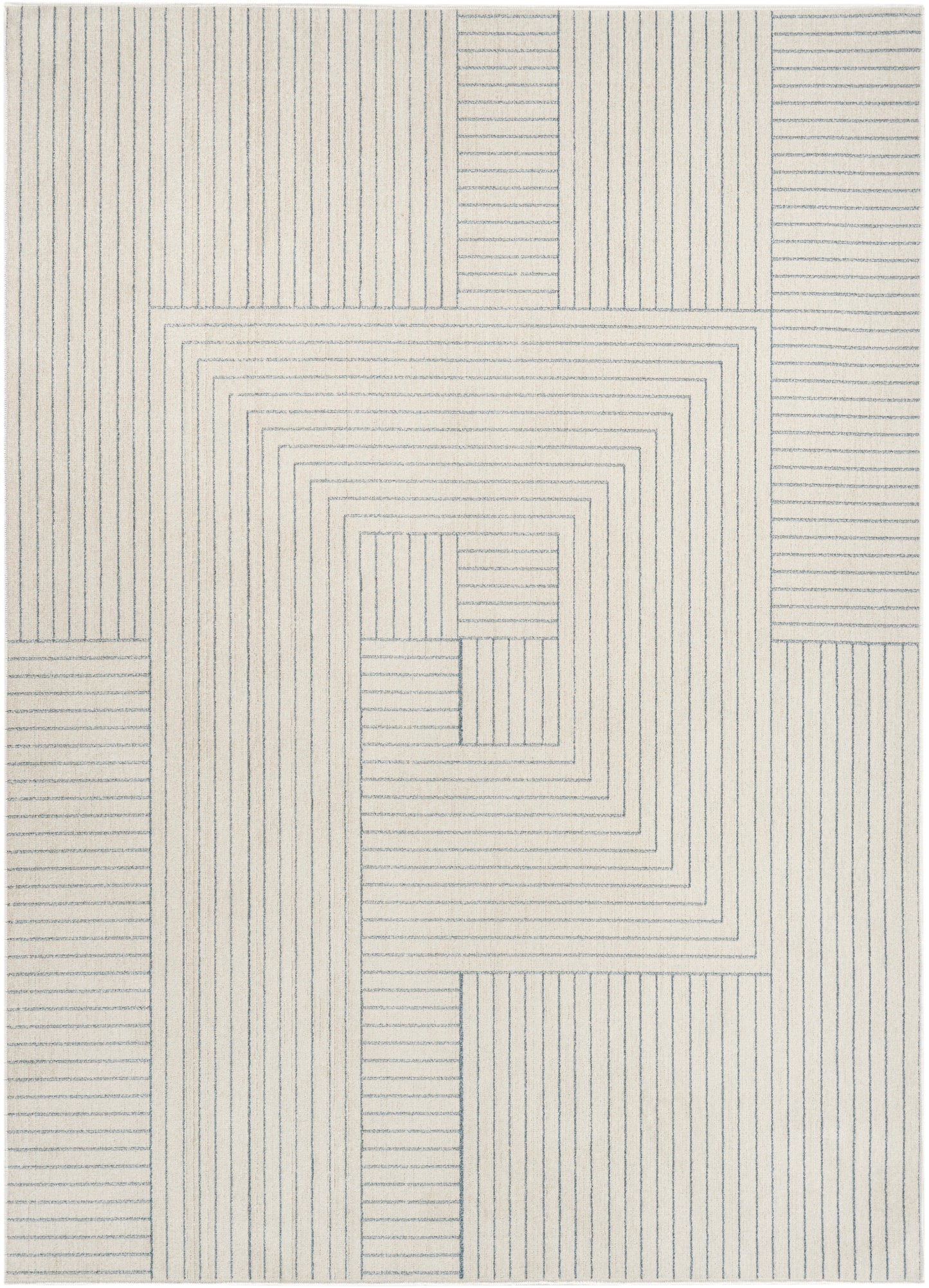 Nourison Washable Decor 5'3" x 7' Cream Blue Modern Indoor Rug