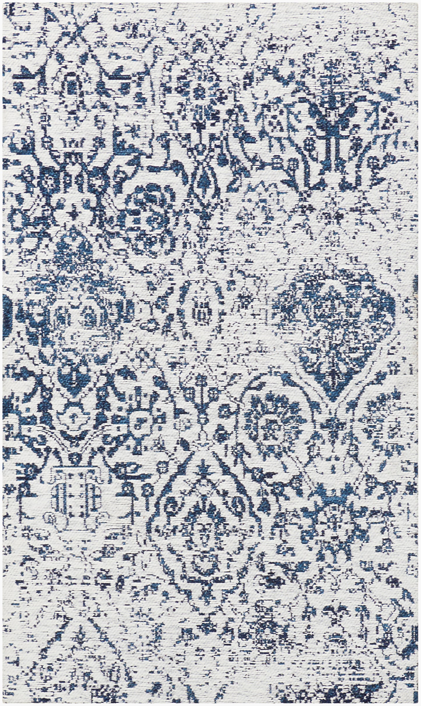 Nourison Damask 2'3" x 3'9" Ivory/Navy Vintage Indoor Rug