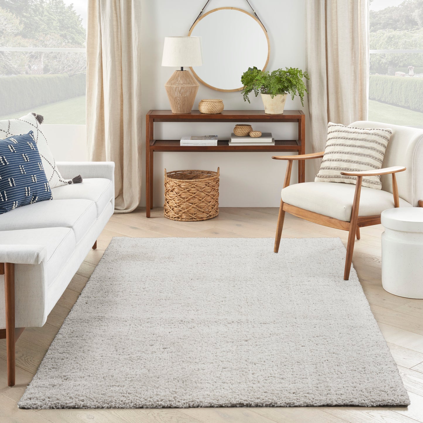 Nourison Modern Shag 5'3" x 7' Silver Modern Indoor Rug