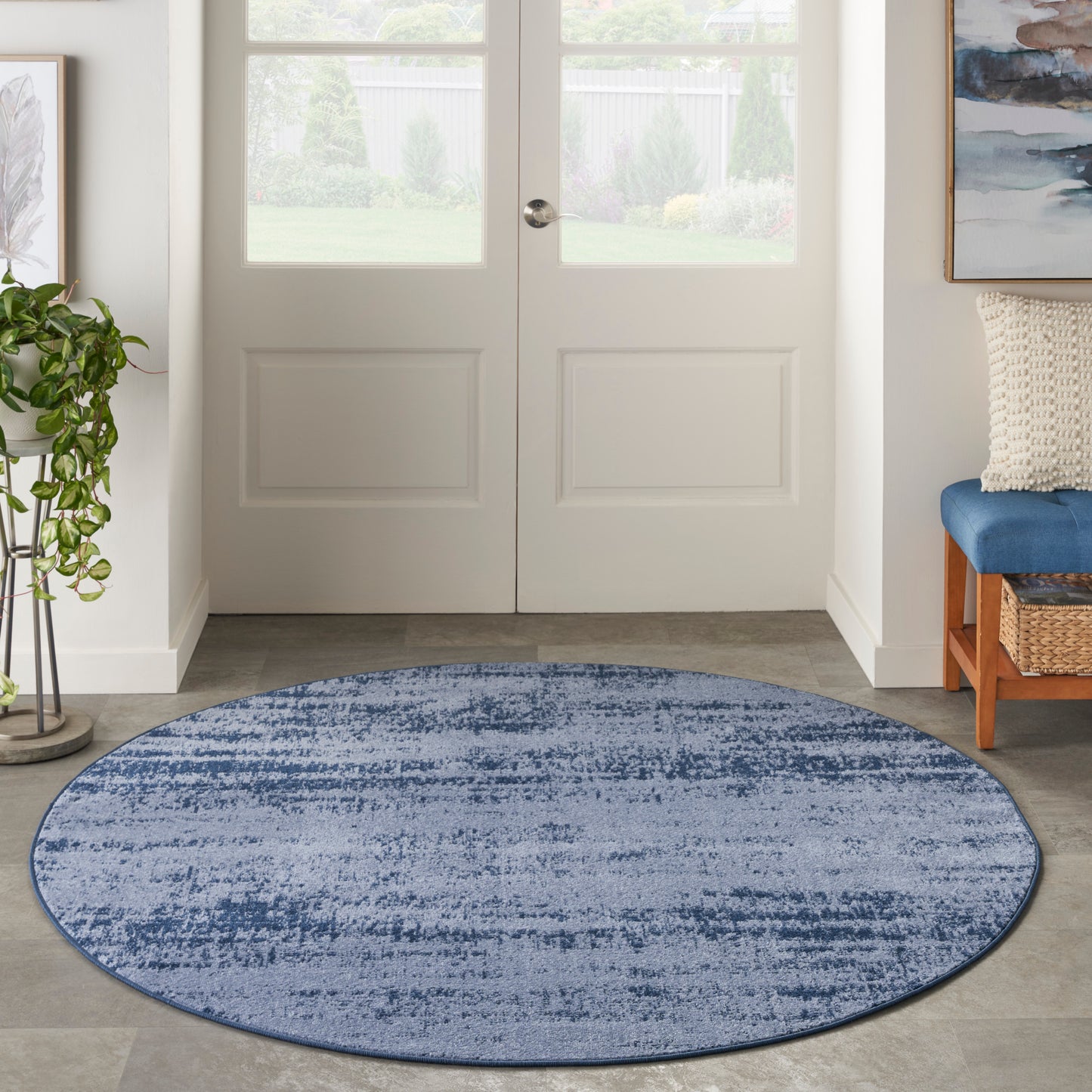 Nourison Nourison Essentials 4' x Round Denim Modern Rug