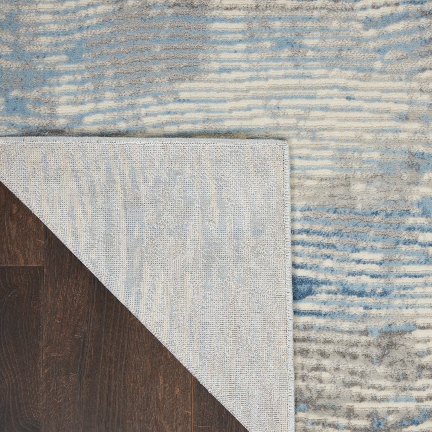Nourison Solace 2'3" x 7'3" Ivory/Grey/Blue Modern Indoor Rug