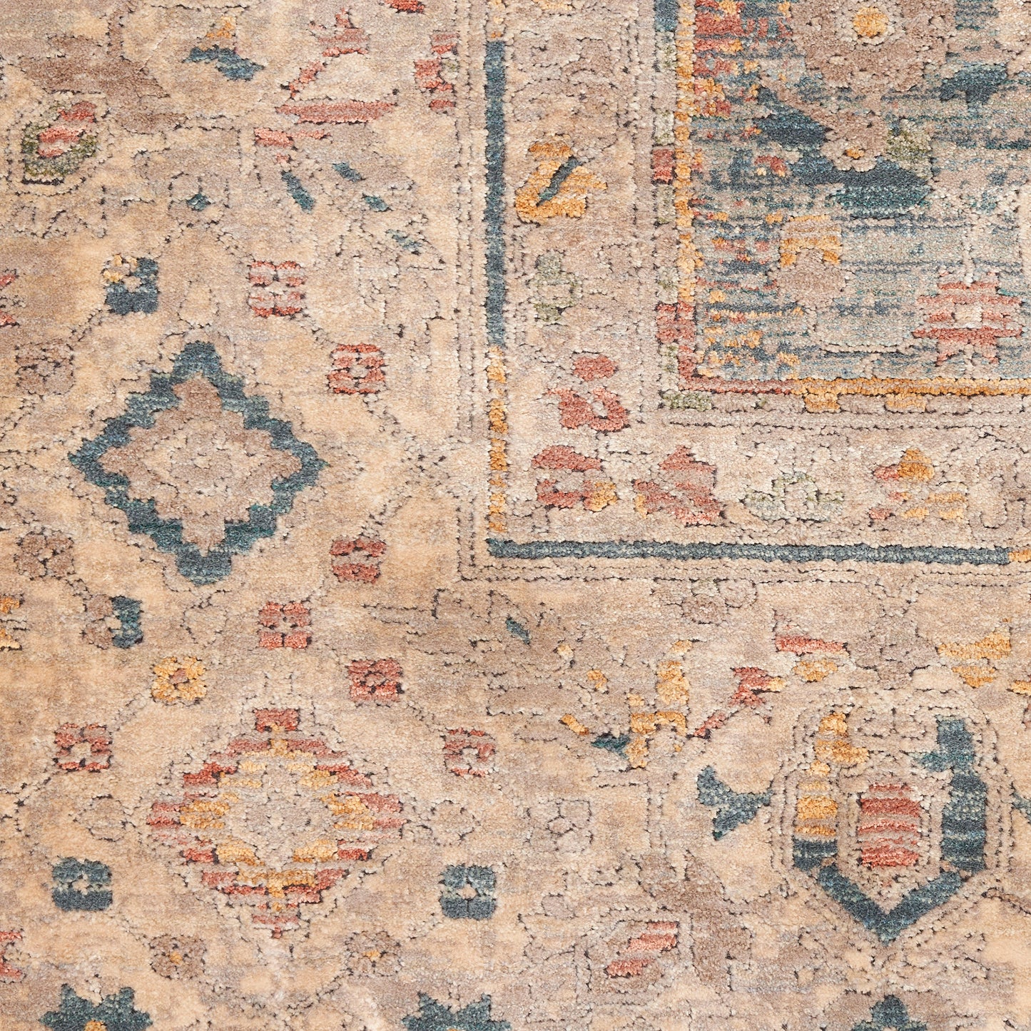 Nourison Luxurious 8'6" x 11'6" Ivory Blue Vintage Indoor Rug