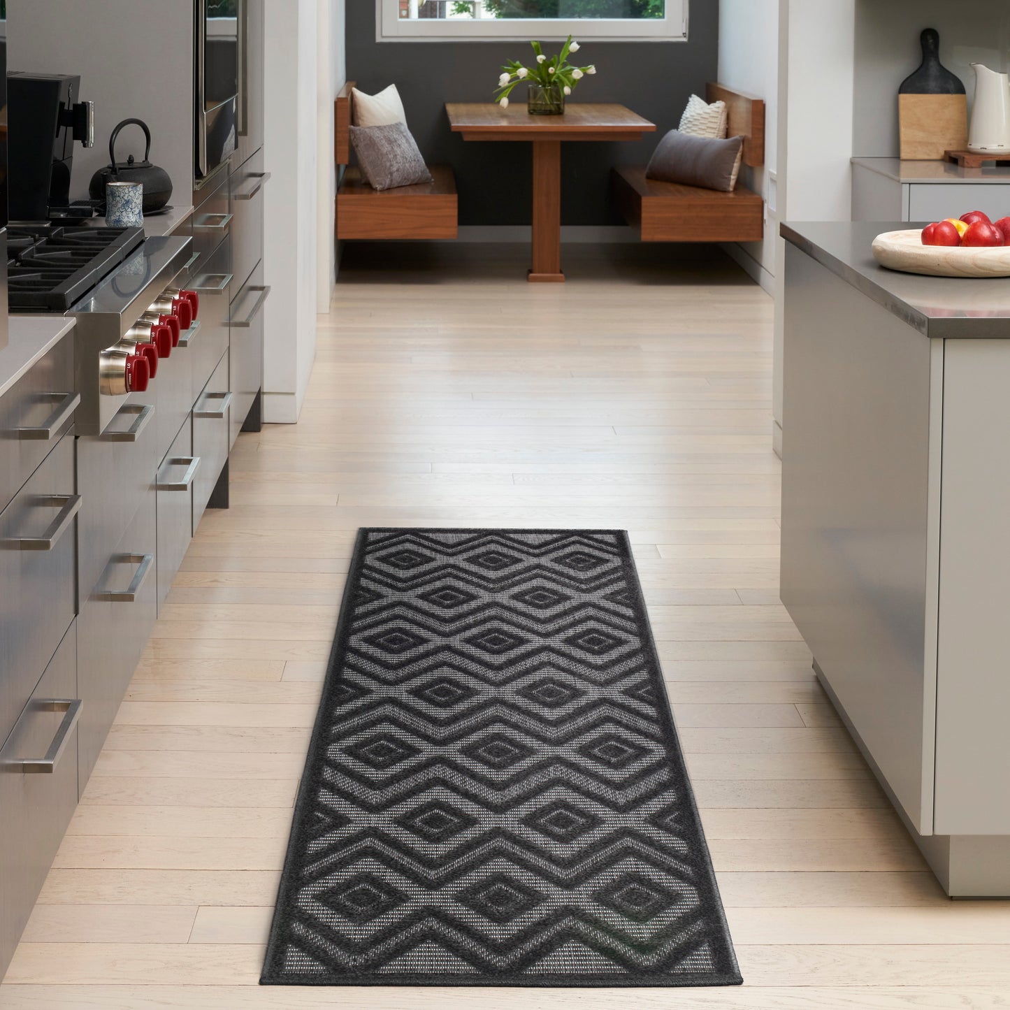 Nourison Versatile 2' x 6' Charcoal Black Modern Rug