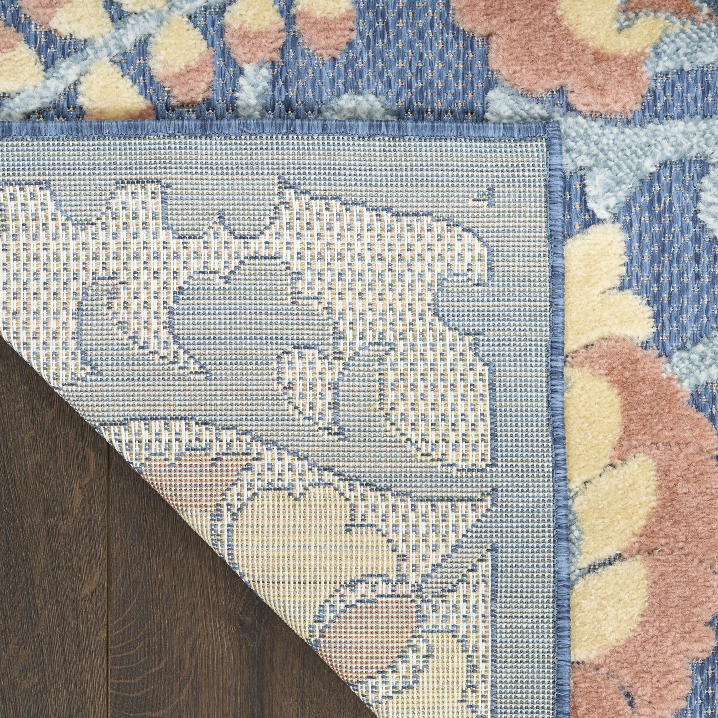 Nourison Aloha 2'8" x 4' Blue Rose Farmhouse Rug