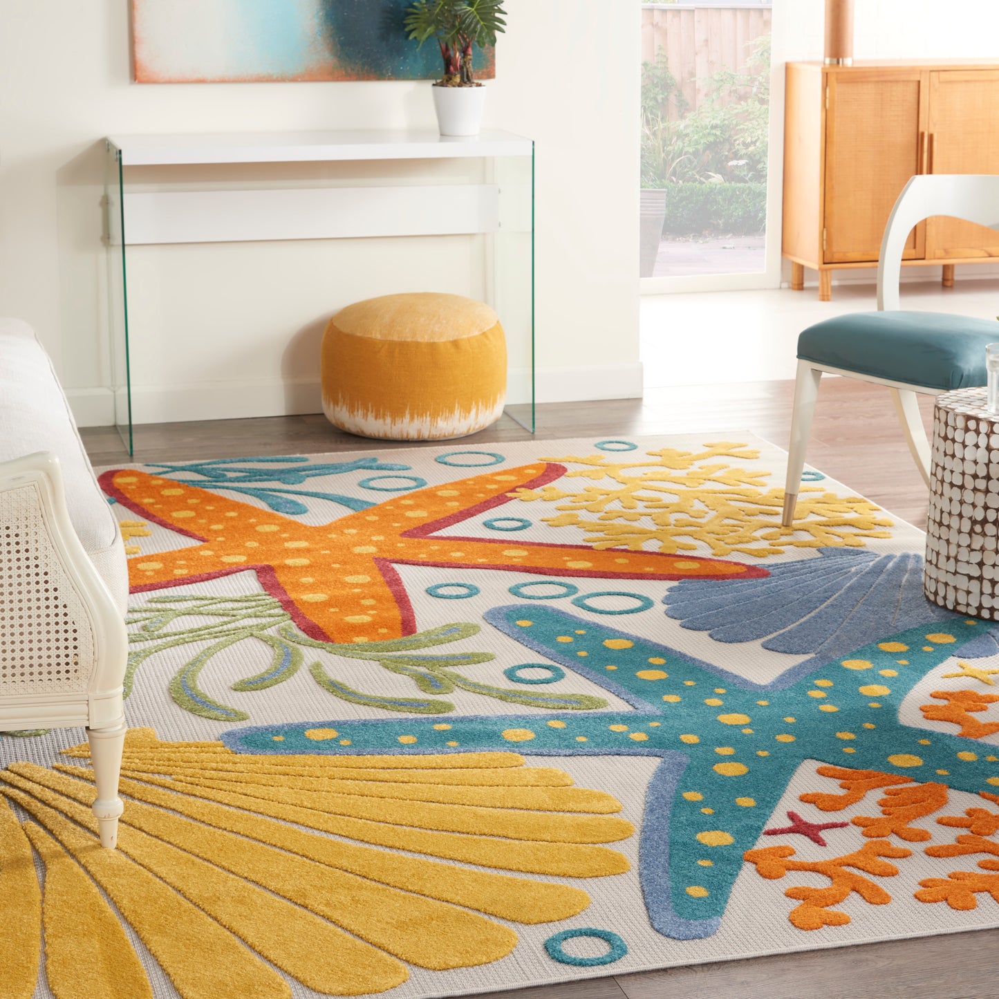 Nourison Aloha 7' x 10' Multicolor Coastal, Nautical & Beach Rug